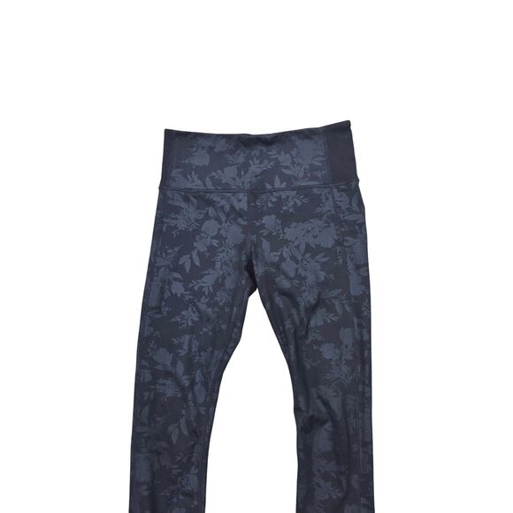 Athleta Black Floral Leggings S Womens Skinny Leg Pull On Athletic Wear - Picture 2 of 8